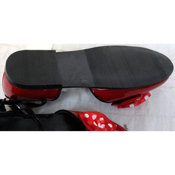 Disney Store Minnie Mouse Red Glitter Shoes Bow  Strap Dress Up Patent Leather - Picture 10 of 13